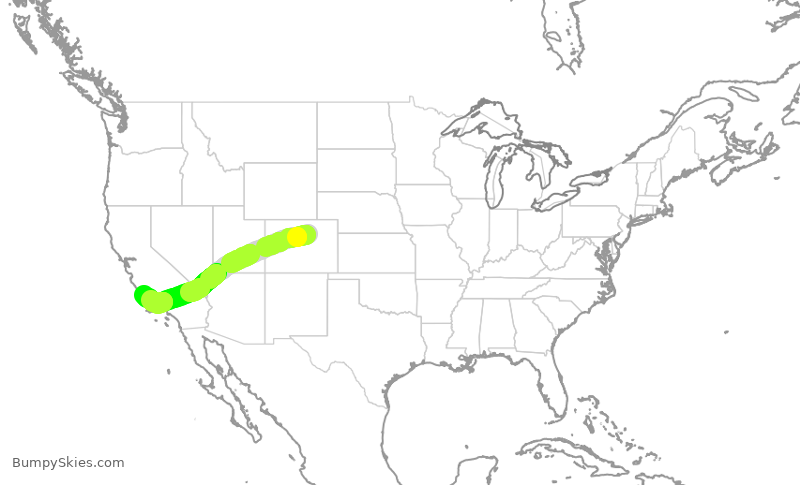 Turbulence forecast map for UAL797, DEN to SBP