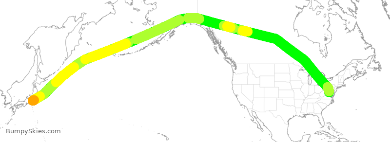 Turbulence forecast map for UAL804, JTT to IAD