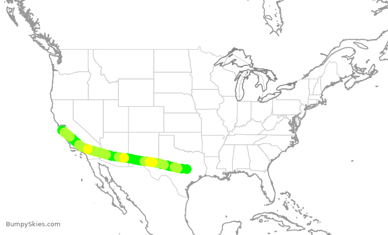 Turbulence forecast map for UAL8123, SFO to IAH
