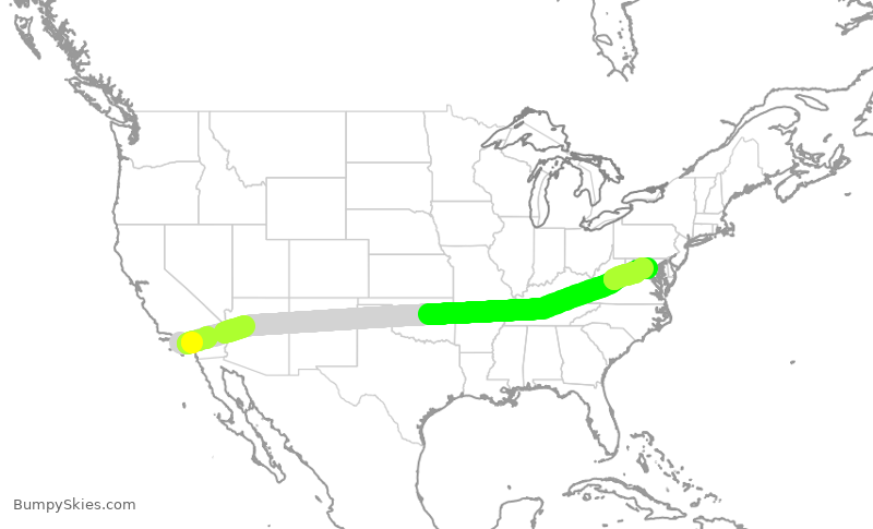 Turbulence forecast map for UAL8128, LAX to IAD