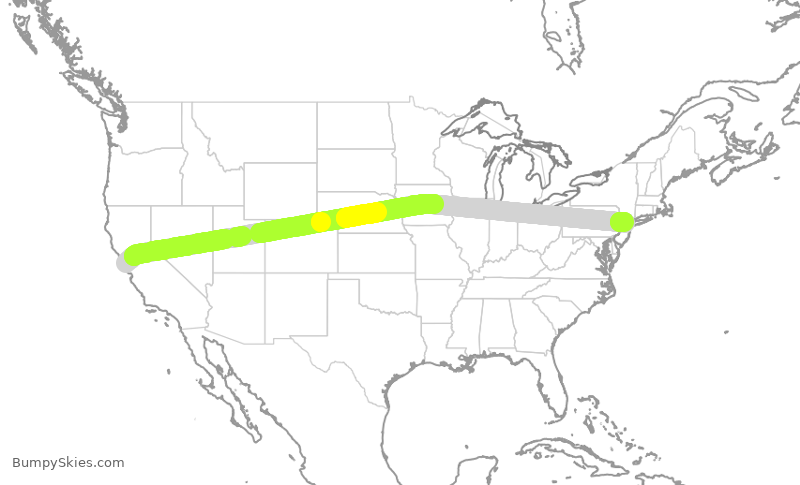 Turbulence forecast map for UAL8174, SFO to EWR