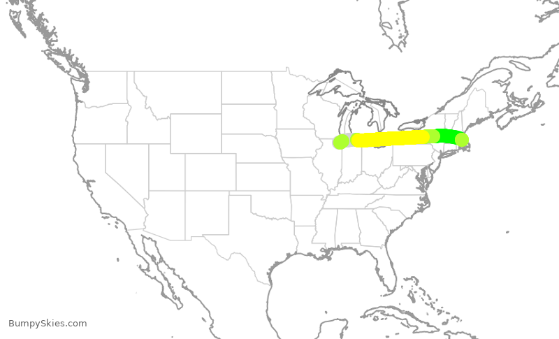 Turbulence forecast map for UAL8175, ORD to CLE