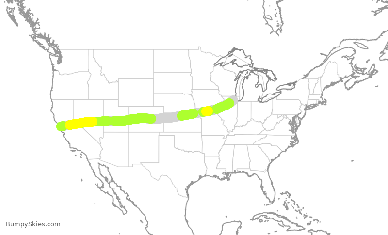 Turbulence forecast map for UAL8178, SFO to ORD