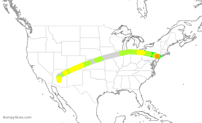 Turbulence forecast map for UAL8205, PHX to EWR