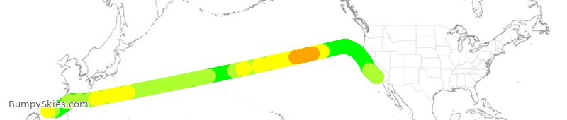 Turbulence forecast map for UAL820, LAX to HHH