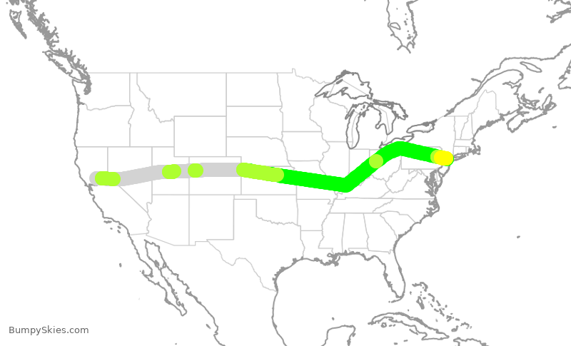 Turbulence forecast map for UAL8232, SMF to EWR