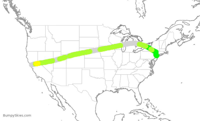 Turbulence forecast map for UAL8241, SFO to EWR