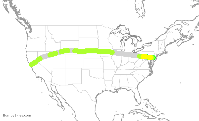 Turbulence forecast map for UAL8254, SFO to PHL