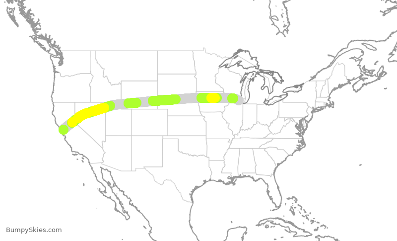 Turbulence forecast map for UAL8276, SFO to ORD