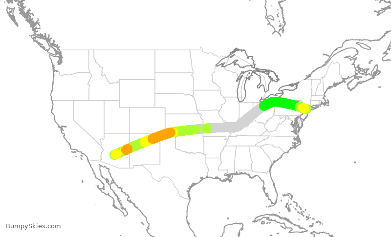 Turbulence forecast map for UAL8294, PHX to EWR