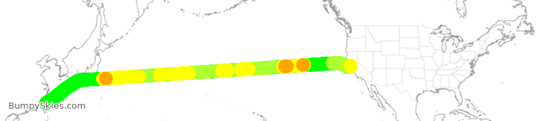 Turbulence forecast map for UAL852, CTP to SFO