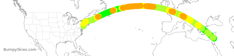 Turbulence forecast map for UAL85, TLV to EWR