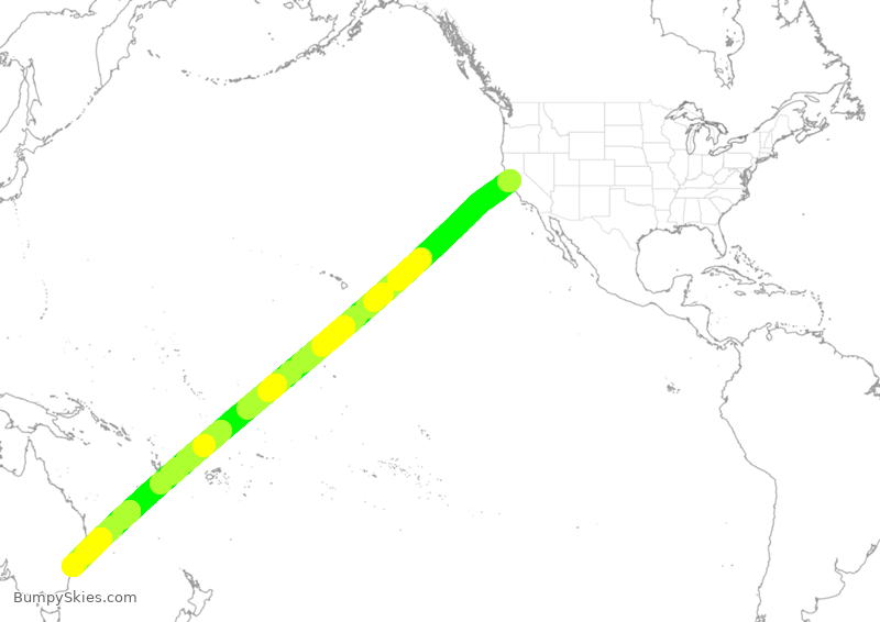 Turbulence forecast map for UAL863, SFO to SSY