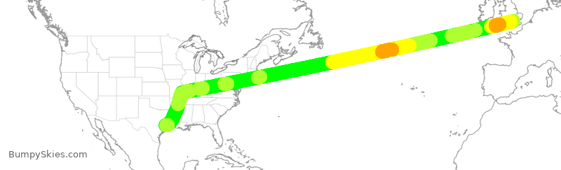 Turbulence forecast map for UAL879, GLL to IAH