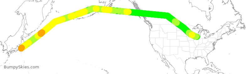 Turbulence forecast map for UAL882, JTT to ORD