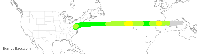 Turbulence forecast map for UAL885, IRF to IAD