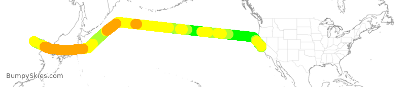 Turbulence forecast map for UAL889, BAA to SFO