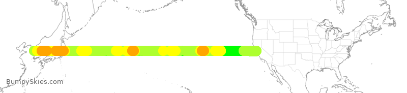 Turbulence forecast map for UAL892, KSI to SFO