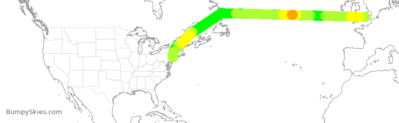 Turbulence forecast map for UAL905, GLL to EWR