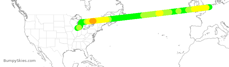 Turbulence forecast map for UAL908, HAM to ORD