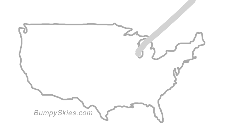 Map of continental US with illustrated flight path and turbulence forecast (described in text below)