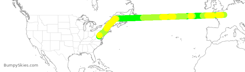 Turbulence forecast map for UAL914, FPG to IAD