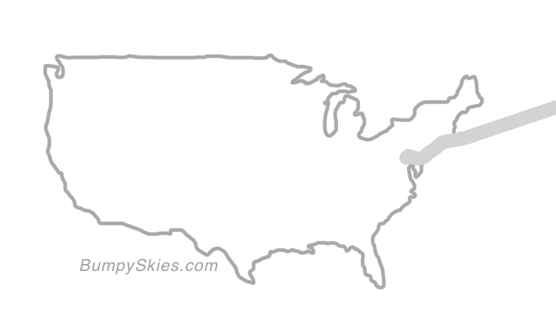 Map of continental US with illustrated flight path and turbulence forecast (described in text below)