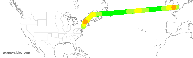 Turbulence forecast map for UAL921, GLL to EWR