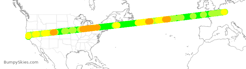 Turbulence forecast map for UAL927, FRA to SFO