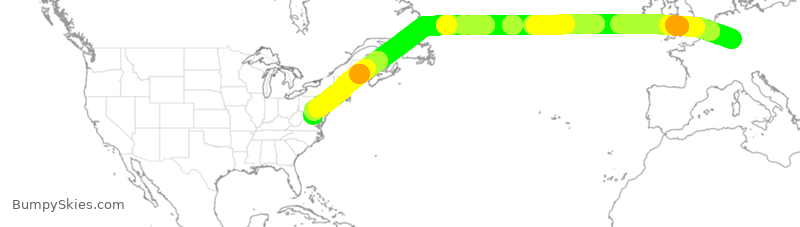Turbulence forecast map for UAL933, DDF to IAD