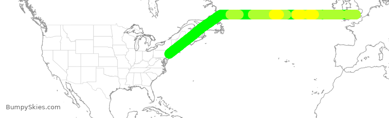 Turbulence forecast map for UAL934, EWR to LHR
