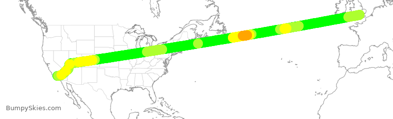Turbulence forecast map for UAL935, LHR to LAX