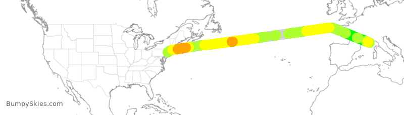 Turbulence forecast map for UAL936, EWR to NCE