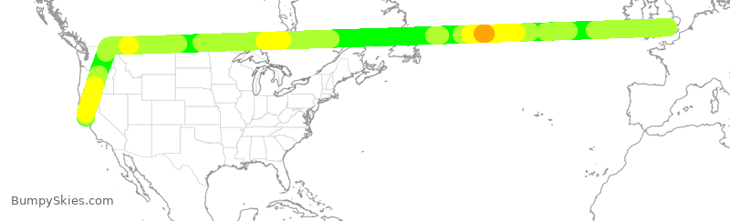 Turbulence forecast map for UAL939, GLL to SFO