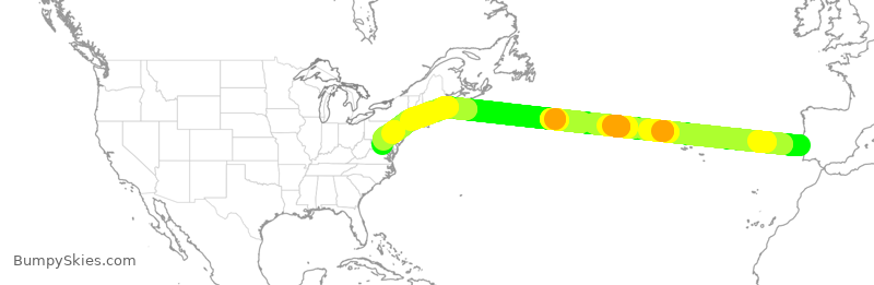 Turbulence forecast map for UAL943, PPT to IAD