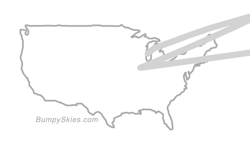 Map of continental US with illustrated flight path and turbulence forecast (described in text below)