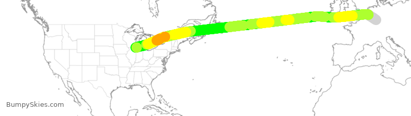 Turbulence forecast map for UAL945, DDF to ORD