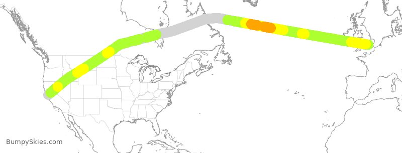 Turbulence forecast map for UAL948, SFO to GLL