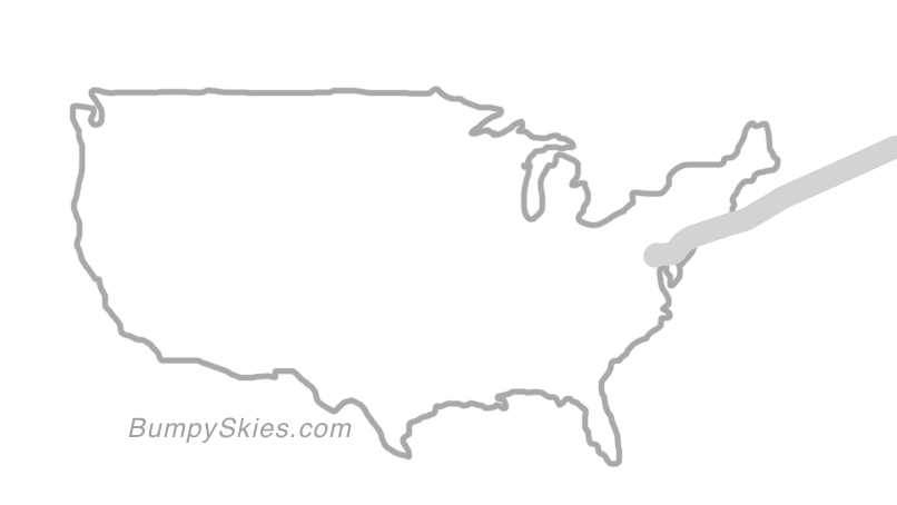 Map of continental US with illustrated flight path and turbulence forecast (described in text below)