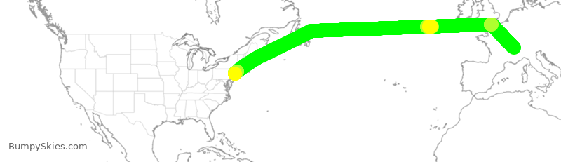 Turbulence forecast map for UAL956, EWR to GVA