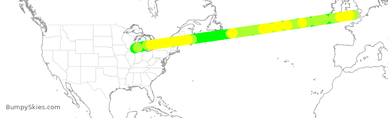 Turbulence forecast map for UAL959, GLL to ORD