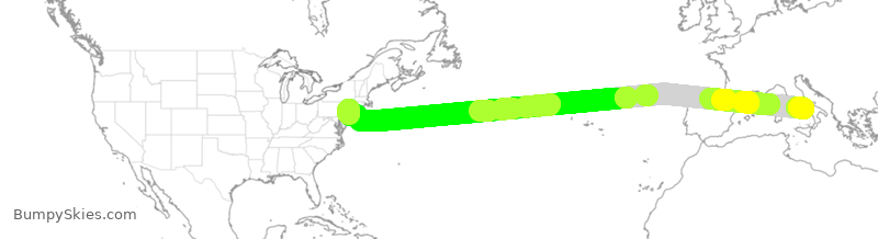 Turbulence forecast map for UAL965, IRN to EWR