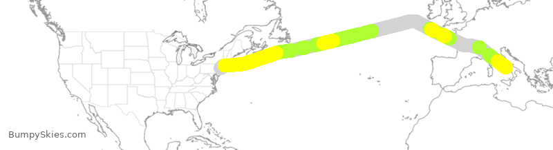 Turbulence forecast map for UAL966, EWR to NAP