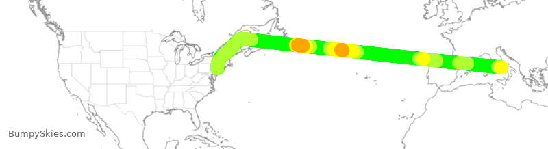 Turbulence forecast map for UAL967, NAP to EWR