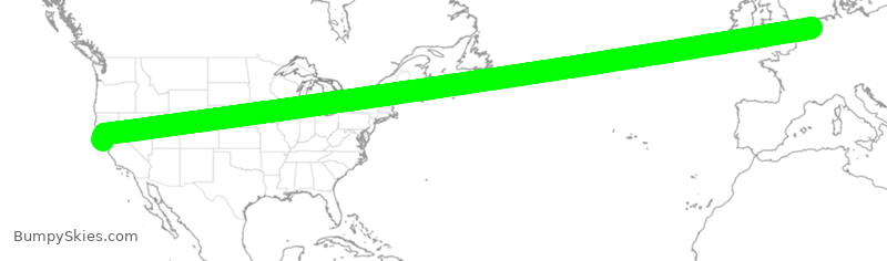 Turbulence forecast map for UAL969, HAM to SFO
