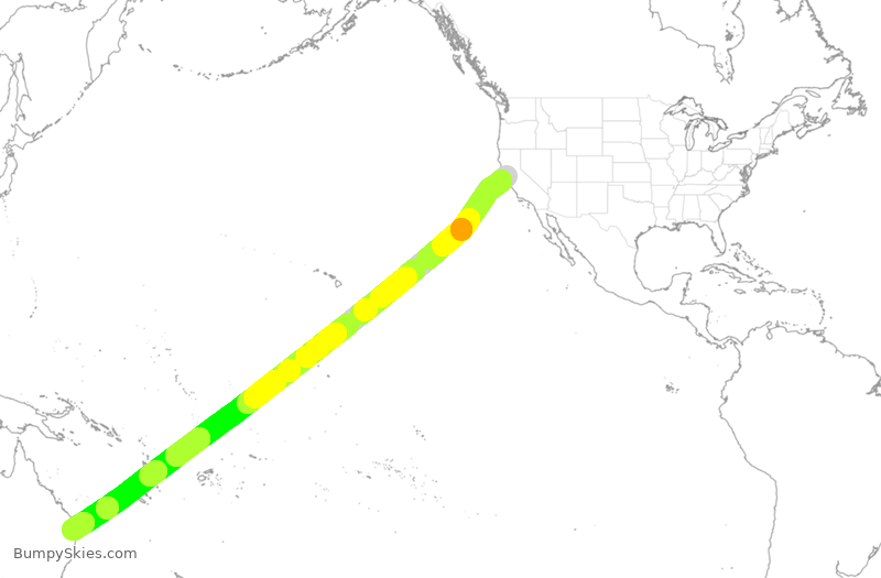Turbulence forecast map for UAL96, SFO to BBN
