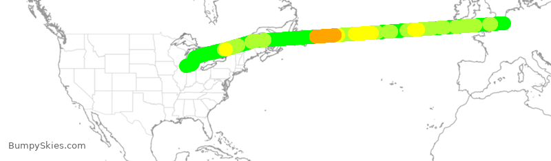 Turbulence forecast map for UAL973, BRU to ORD