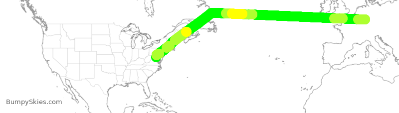 Turbulence forecast map for UAL988, FRA to IAD