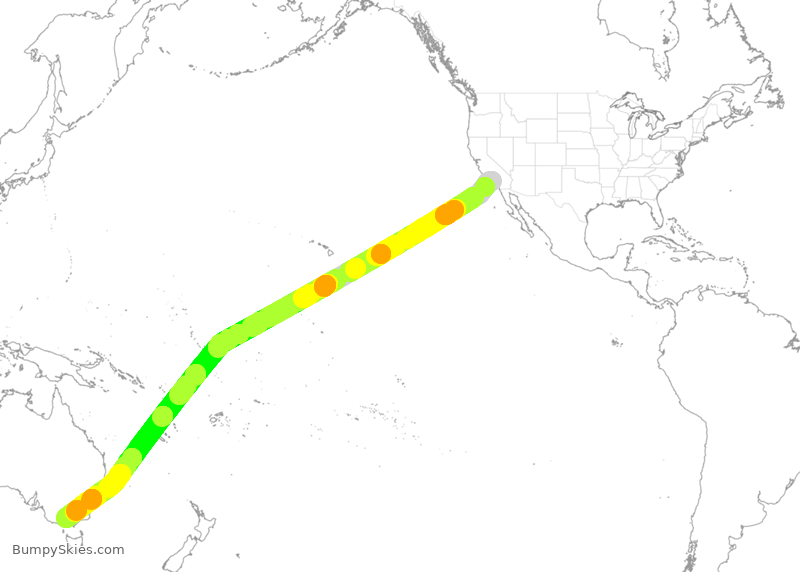 Turbulence forecast map for UAL98, LAX to MML