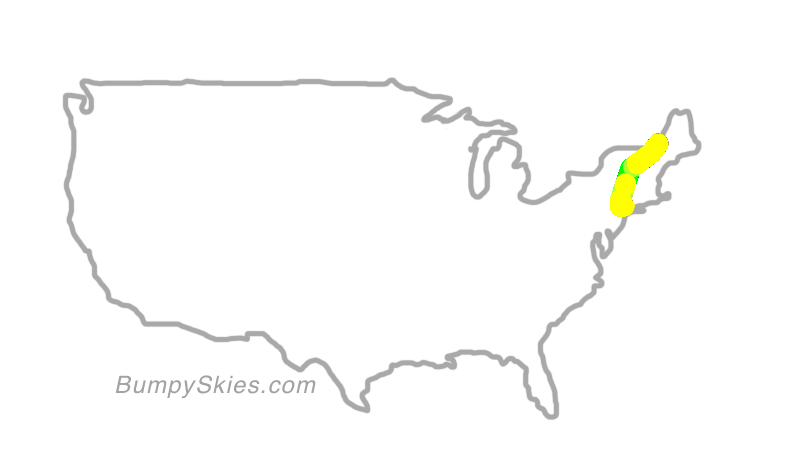 Map of continental US with illustrated flight path and turbulence forecast (described in text below)